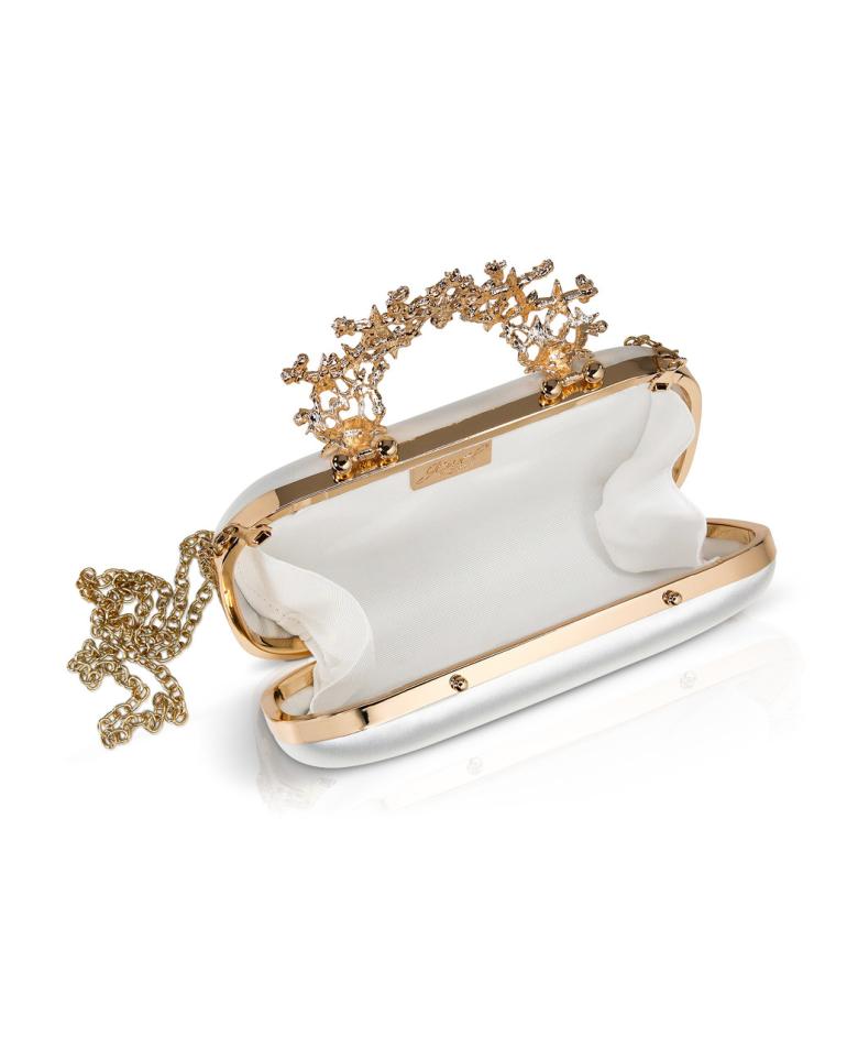 Badgley Mischka Lyra Starburst Clasp Satin Minaudiere Hot Pink | Women Evening Bags