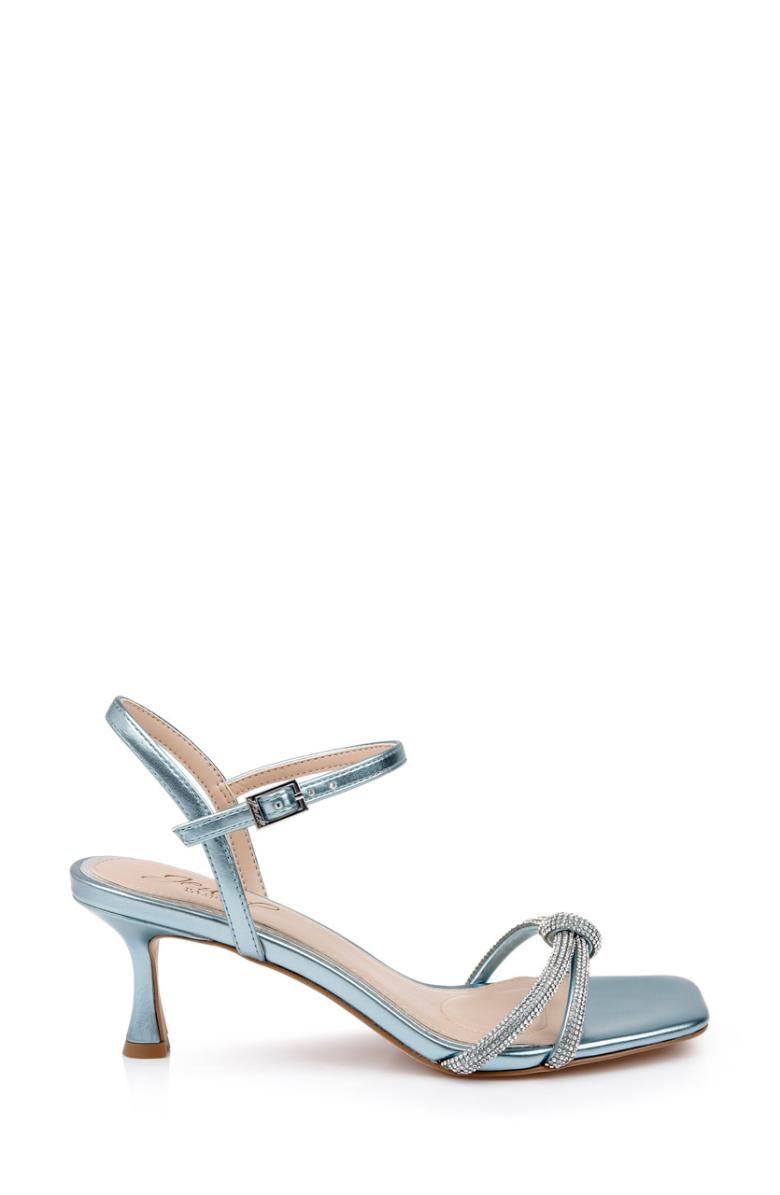 Badgley Mischka Maci Metallic Sandal With Rhinestone Knot Detail Blue | Women Best Sellers