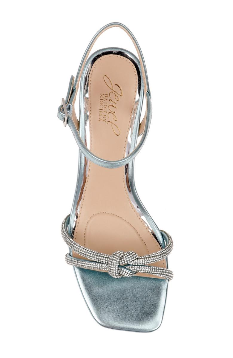 Badgley Mischka Maci Metallic Sandal With Rhinestone Knot Detail Blue | Women Best Sellers