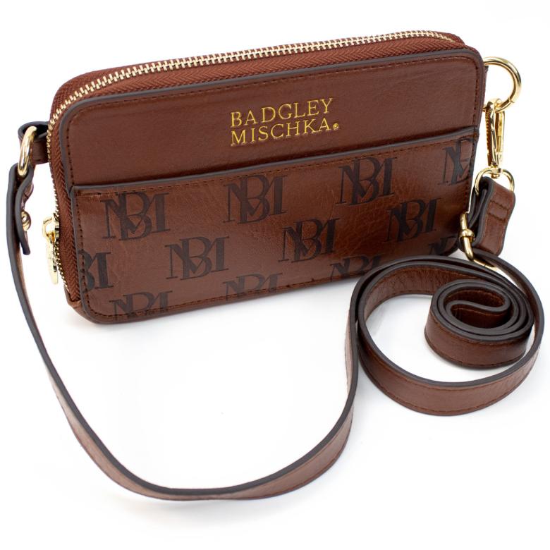 Badgley Mischka Madalyn Vegan Leather Pouch Belt Bag Brown | Women Travel