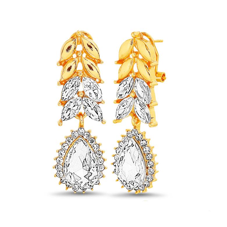 Badgley Mischka Metal And Stone Leaf Drop Earrings | Women Fashion Jewelry