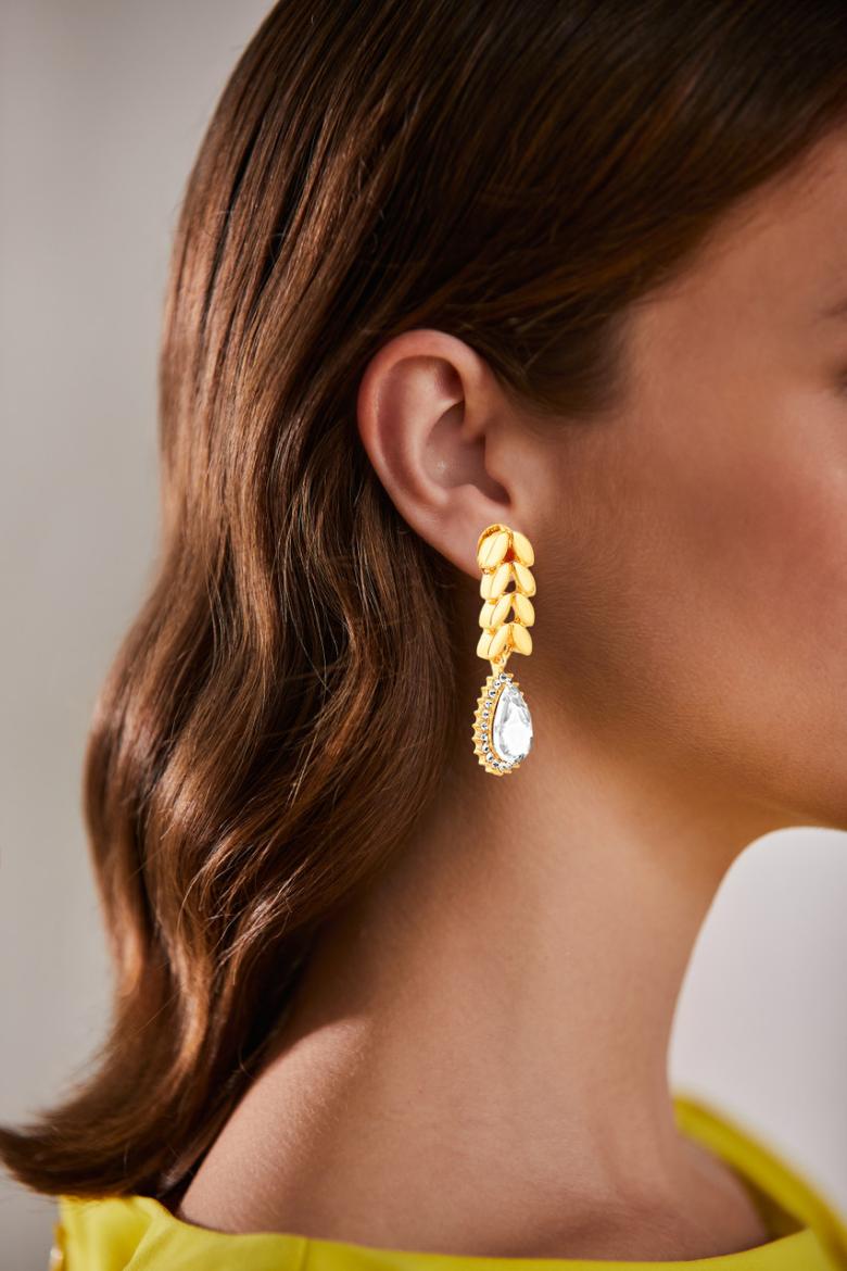 Badgley Mischka Metal Leaf Teardrop Earrings | Women Fashion Jewelry