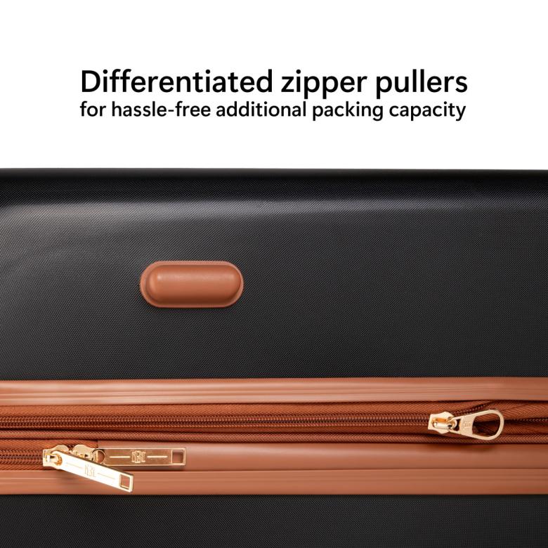 Badgley Mischka Mia 3 Piece Expandable Retro Luggage Set Black | Women Travel