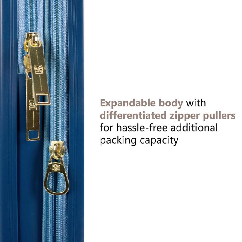 Badgley Mischka Mia 3 Piece Expandable Retro Luggage Set Black | Women Travel