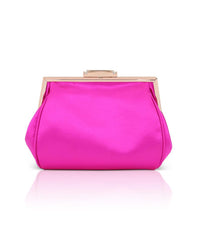 Badgley Mischka Mia Crystal Bow Pouch Clutch Neon Pink | Women Evening Bags