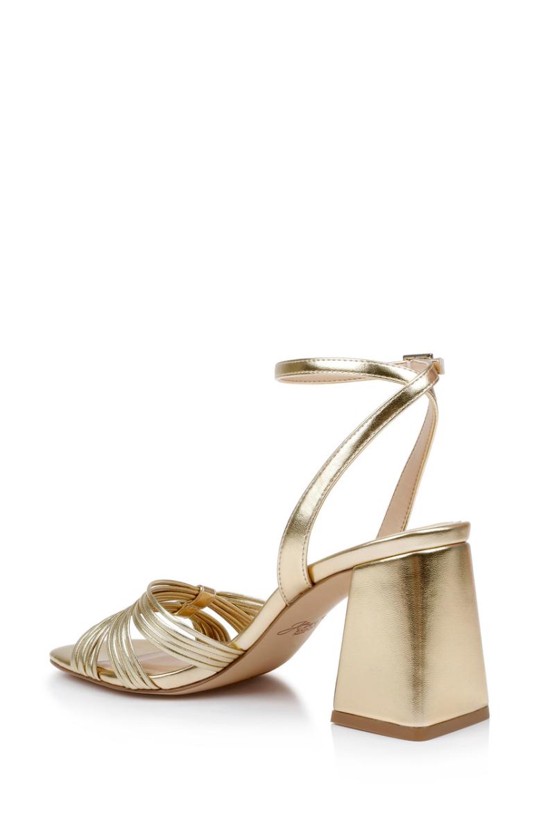 Badgley Mischka Michelle Metallic Strappy Block Heels Gold | Women Block Heels