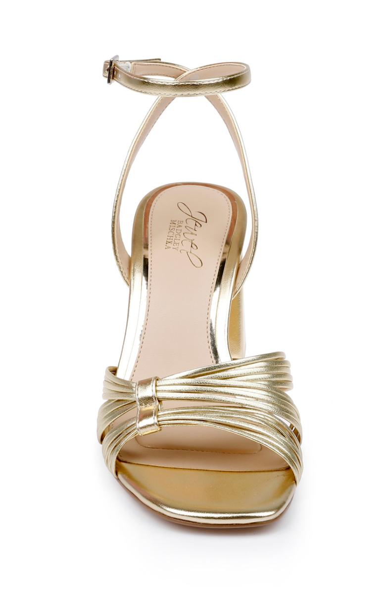 Badgley Mischka Michelle Metallic Strappy Block Heels Gold | Women Block Heels