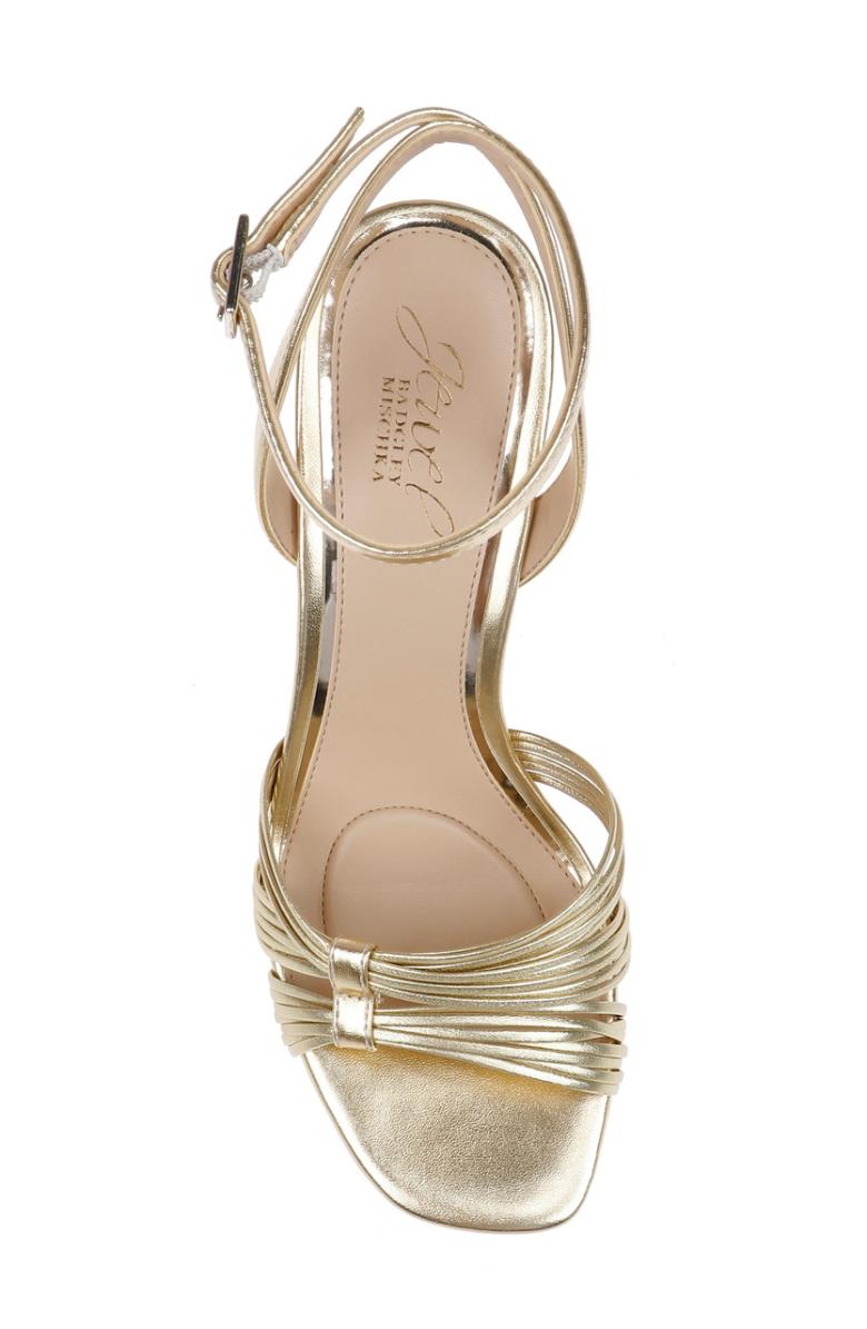 Badgley Mischka Michelle Metallic Strappy Block Heels Gold | Women Block Heels