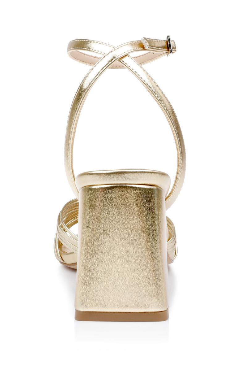 Badgley Mischka Michelle Metallic Strappy Block Heels Gold | Women Block Heels