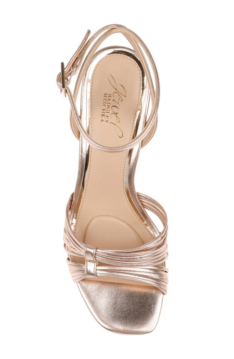 Badgley Mischka Michelle Metallic Strappy Block Heels Gold | Women Block Heels