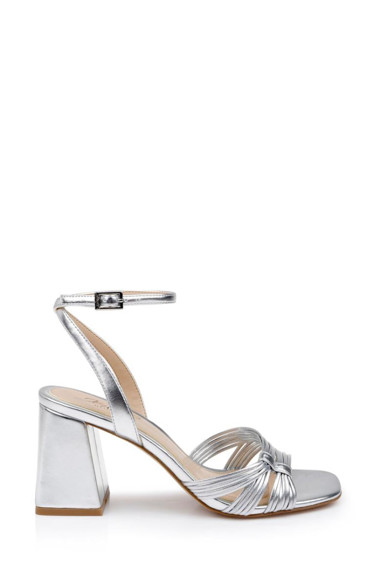 Badgley Mischka Michelle Metallic Strappy Block Heels Gold | Women Block Heels