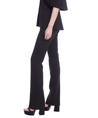 Badgley Mischka Mid Rise Crepe Fitted Pants Black | Women Suits