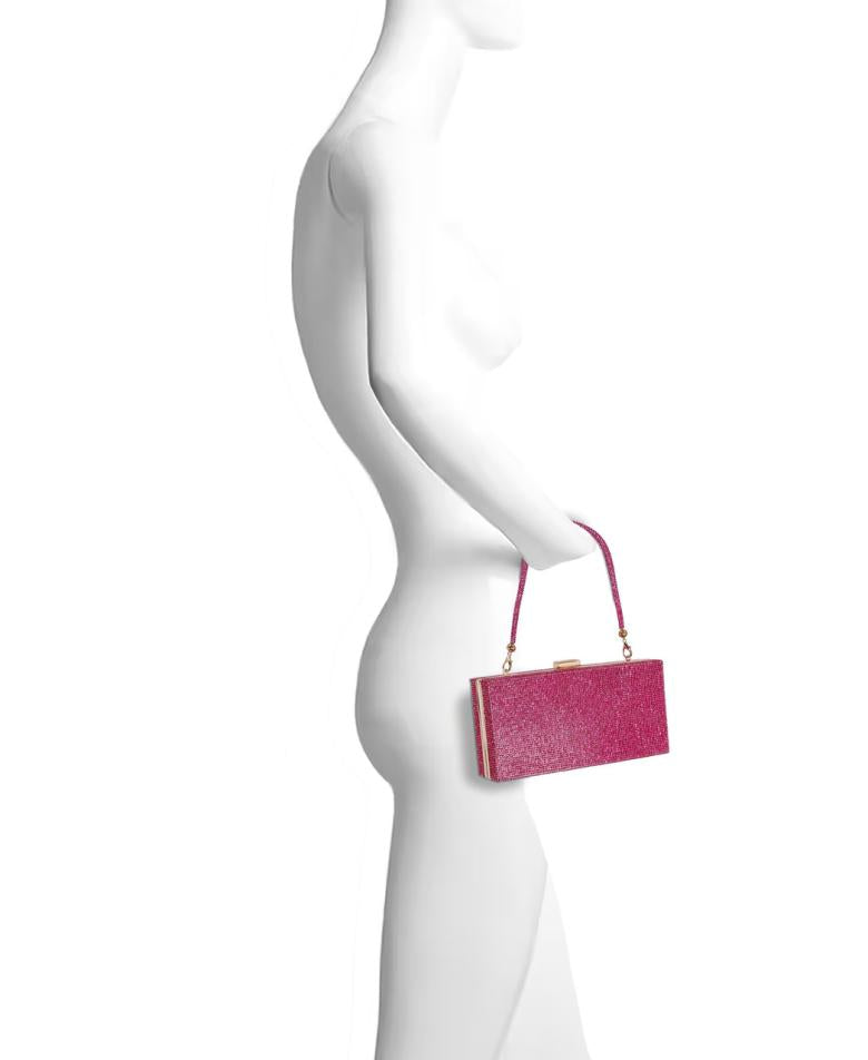 Badgley Mischka Mila Allover Crystal Box Clutch Hot Pink | Women Evening Bags