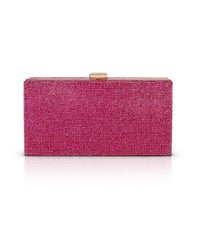 Badgley Mischka Mila Allover Crystal Box Clutch Hot Pink | Women Evening Bags