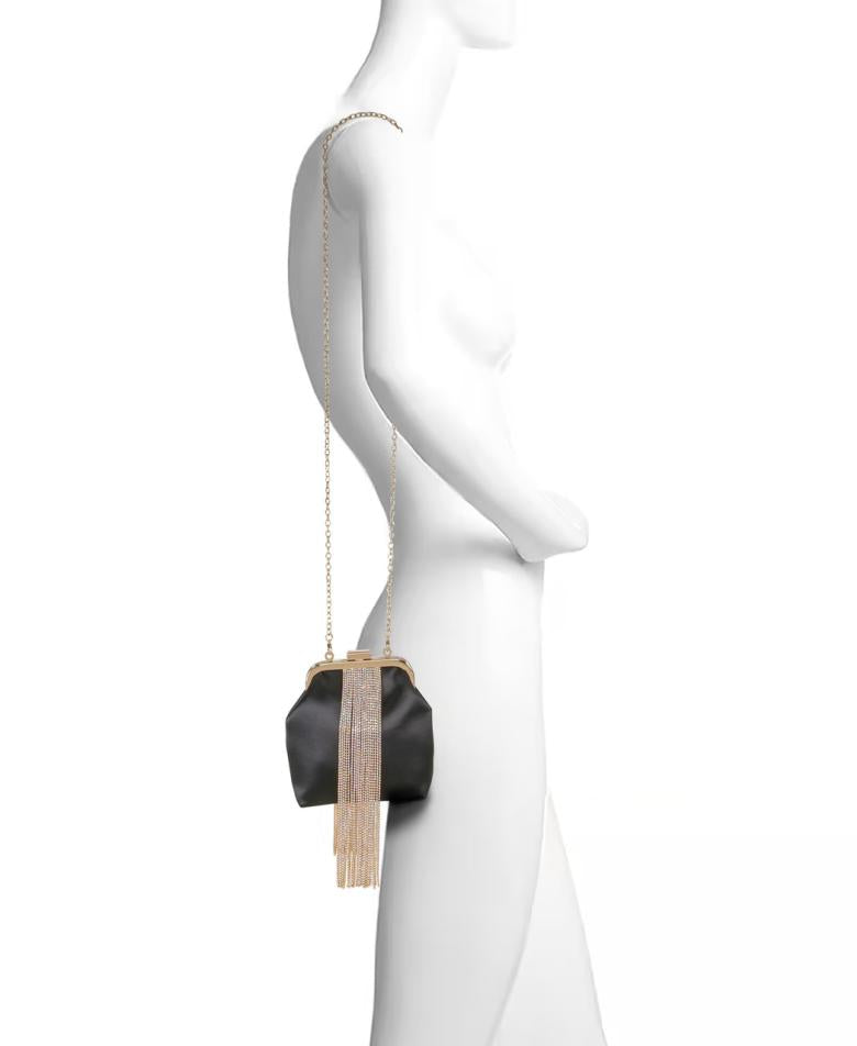 Badgley Mischka Mila Crystal Fringe Satin Framed Pouch Hot Pink | Women Evening Bags