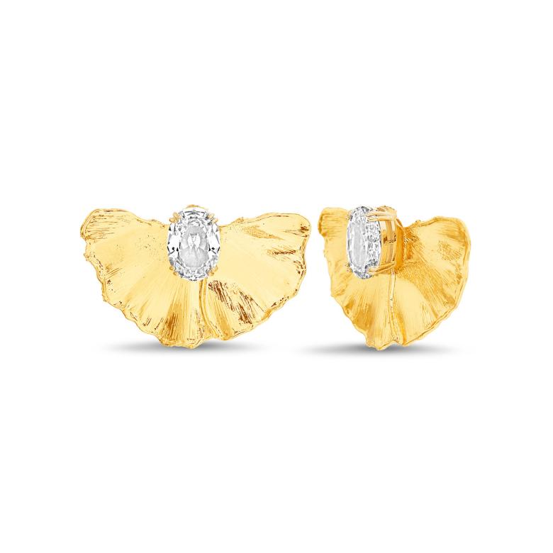 Badgley Mischka Molten Leaf And Stone Stud Earring | Women Fashion Jewelry