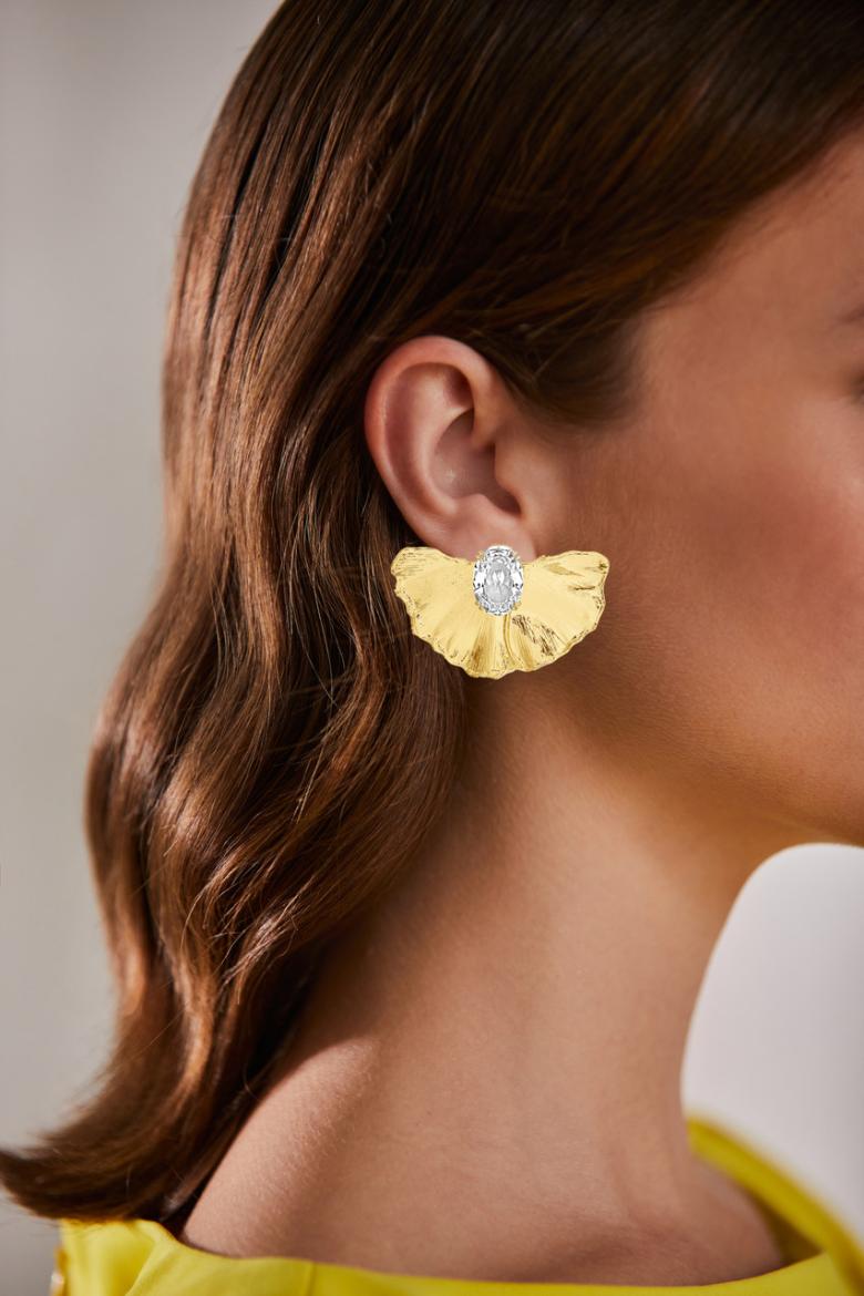 Badgley Mischka Molten Leaf And Stone Stud Earring | Women Fashion Jewelry