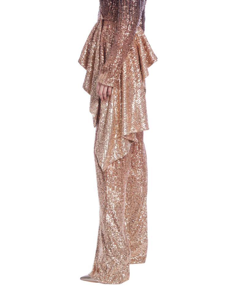 Badgley Mischka Ombre Sequin Wide-Leg Pants Bronze Multi | Women Suits