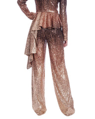 Badgley Mischka Ombre Sequin Wide-Leg Pants Bronze Multi | Women Suits