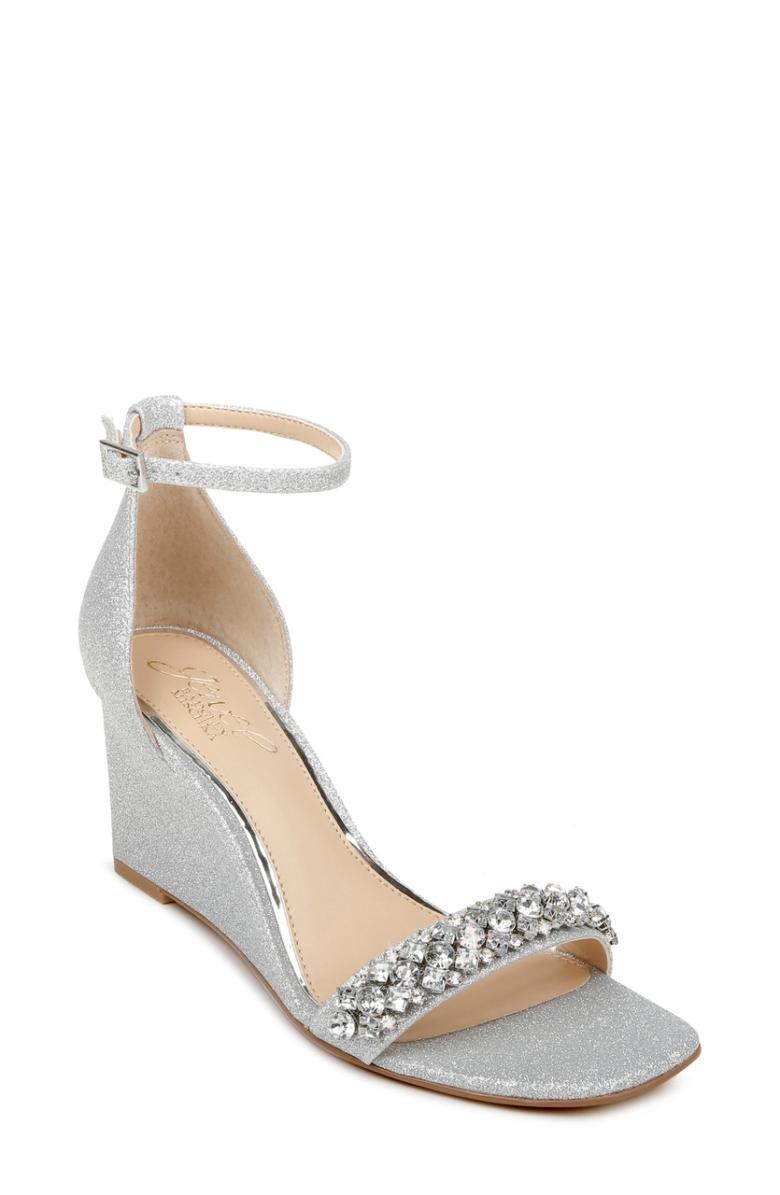 Badgley Mischka Peggy Crystal Embellished Wedge Champagne | Women Wedge