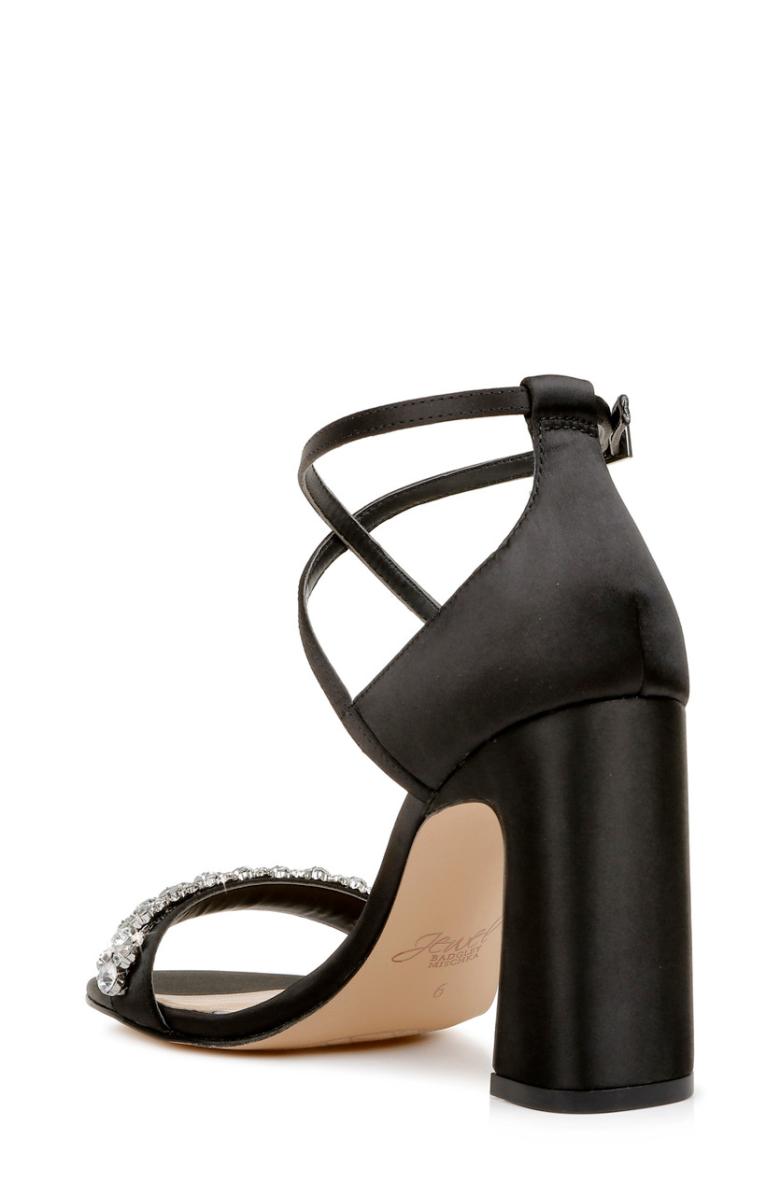 Badgley Mischka Penny Crystal Embellished Block Heel Black | Women Block Heels