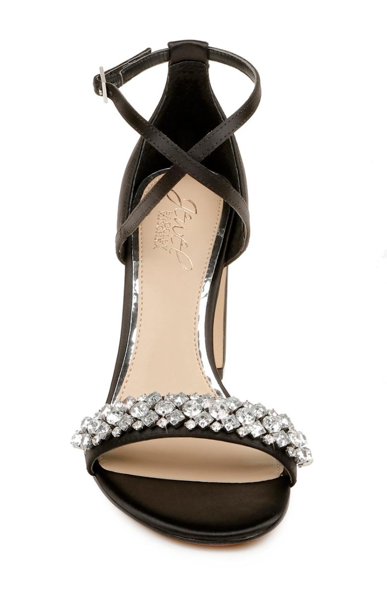 Badgley Mischka Penny Crystal Embellished Block Heel Black | Women Block Heels