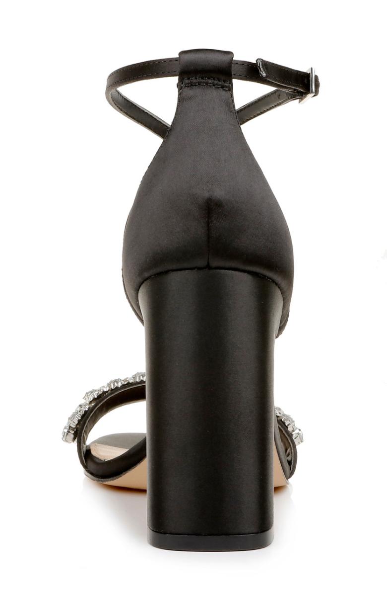 Badgley Mischka Penny Crystal Embellished Block Heel Black | Women Block Heels