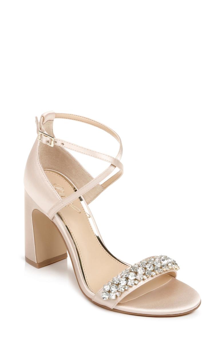 Badgley Mischka Penny Crystal Embellished Block Heel Black | Women Block Heels