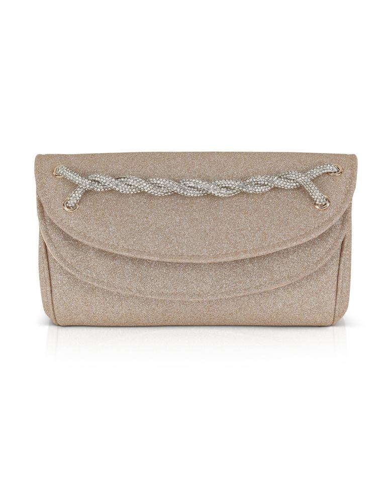 Badgley Mischka Poppy Double Compartment Clutch With Crystal Rope Twist Gold | Women Evening Bags