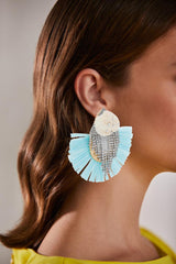 Badgley Mischka Raffia And Crystal Earrings With Shell | Women Fashion Jewelry