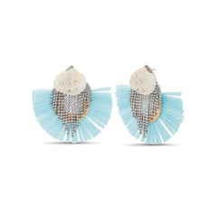 Badgley Mischka Raffia And Crystal Earrings With Shell | Women Fashion Jewelry