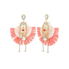Badgley Mischka Raffia Gemstone Drop Earrings With Shell | Women Fashion Jewelry
