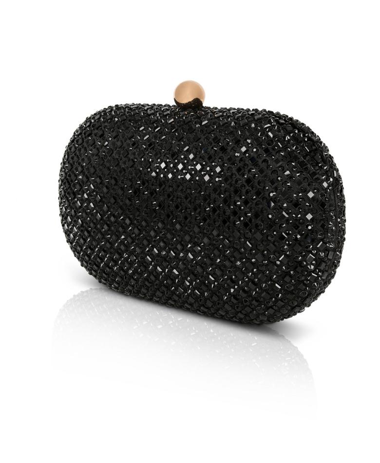 Badgley Mischka Reign Crystal Oval Minaudière Navy | Women Evening Bags