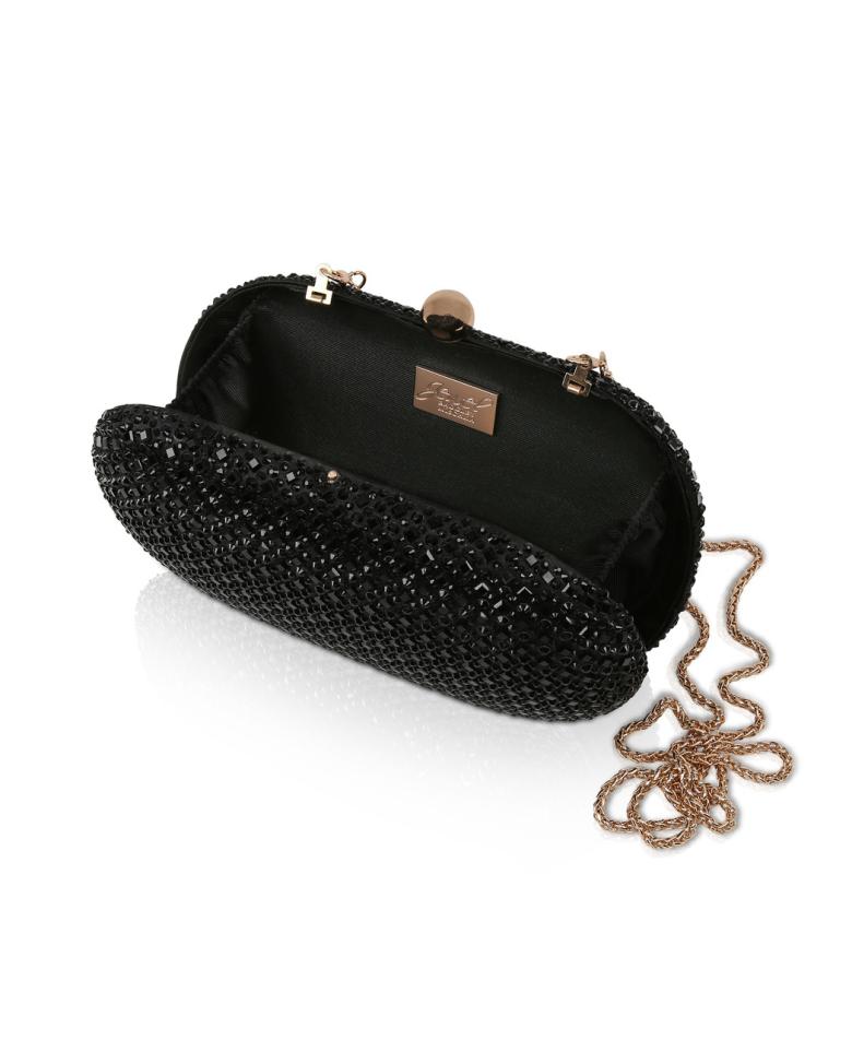 Badgley Mischka Reign Crystal Oval Minaudière Navy | Women Evening Bags