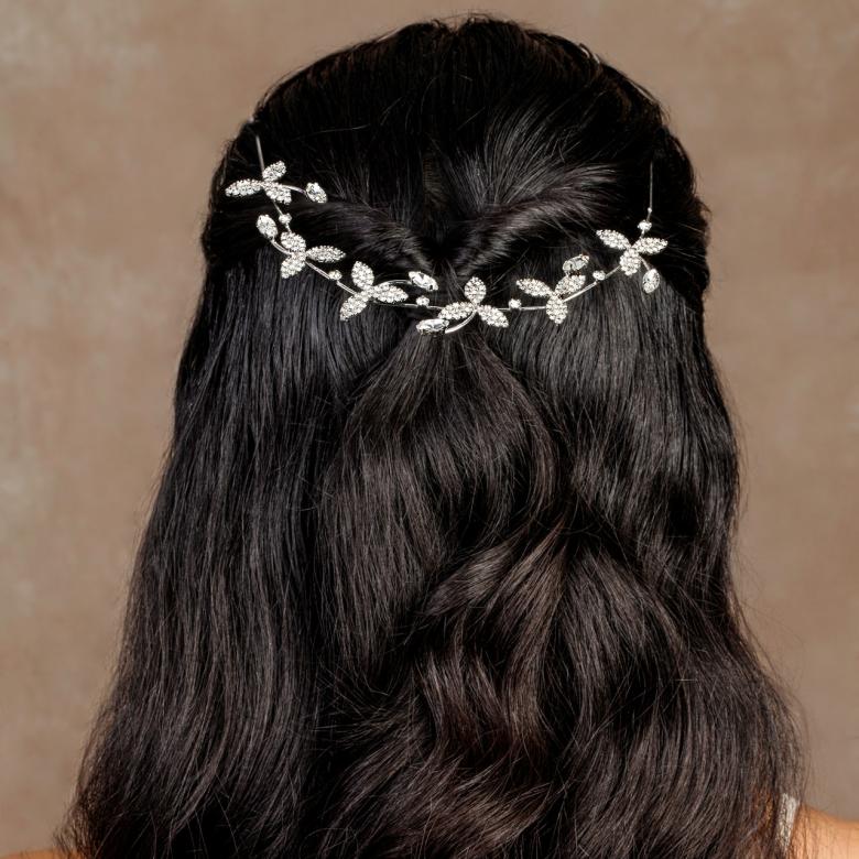 Badgley Mischka Rhinestone Leaf Hair Wreath | Women Hair Accessories