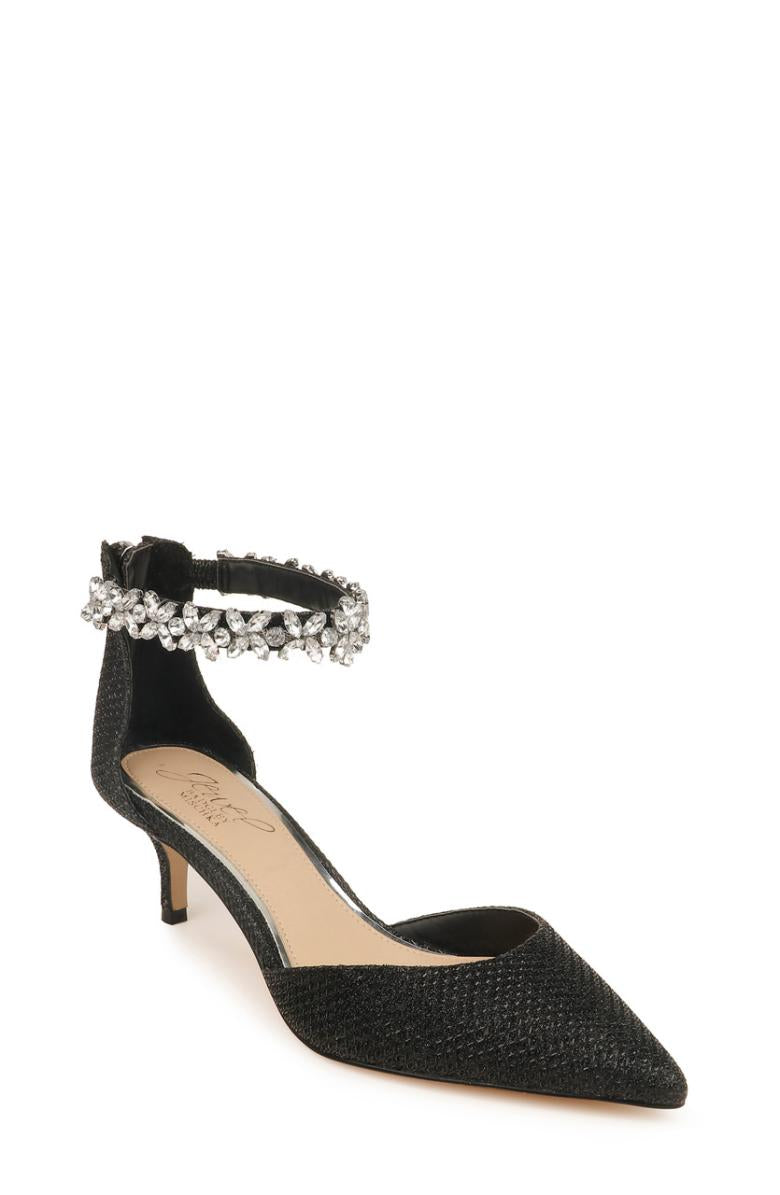 Badgley Mischka Robles Crystal Embellished Kitten Heel Black | Women Best Sellers