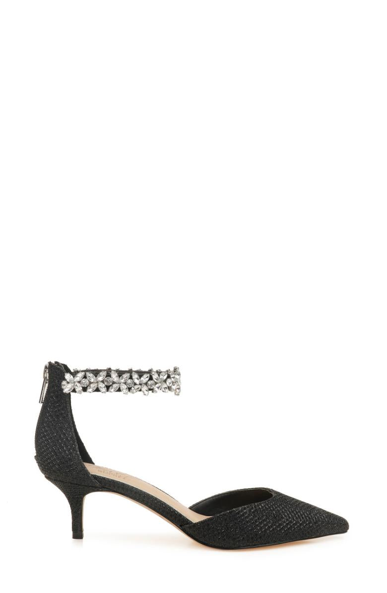 Badgley Mischka Robles Crystal Embellished Kitten Heel Black | Women Best Sellers