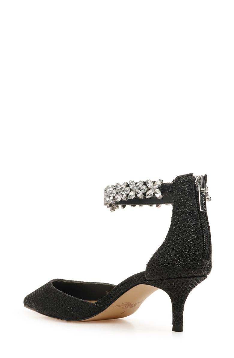 Badgley Mischka Robles Crystal Embellished Kitten Heel Black | Women Best Sellers