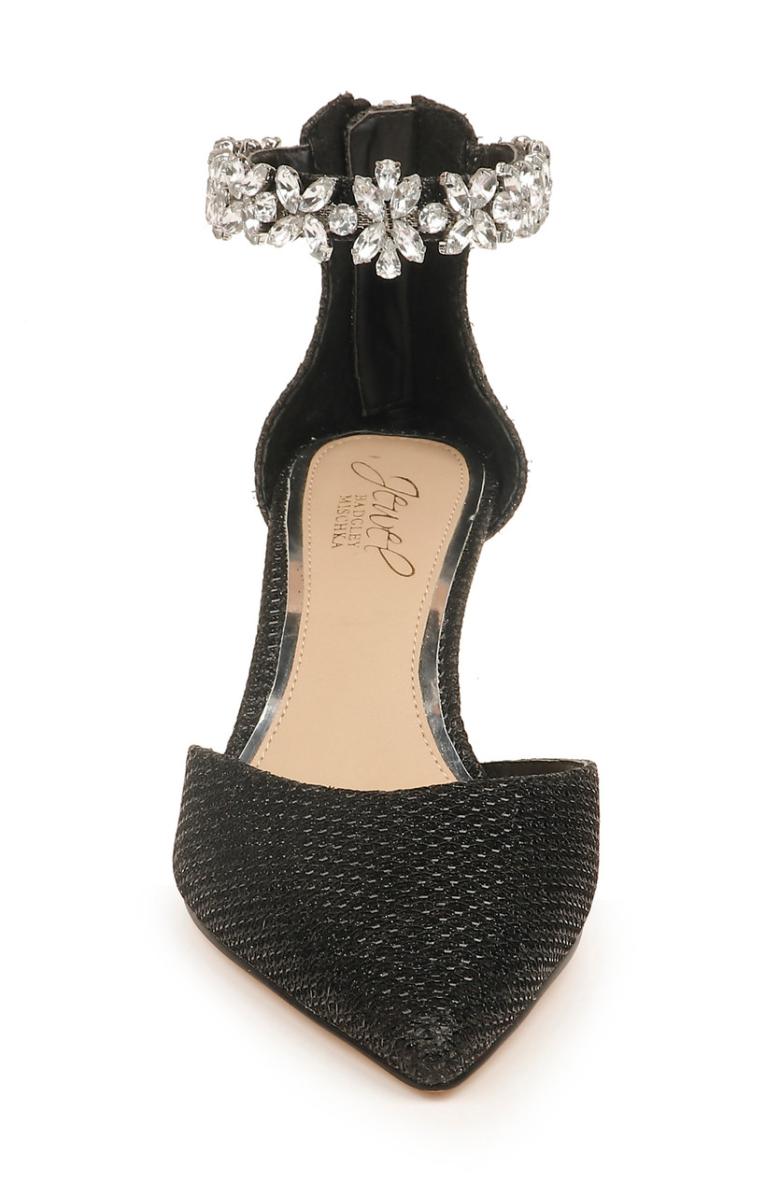 Badgley Mischka Robles Crystal Embellished Kitten Heel Black | Women Best Sellers