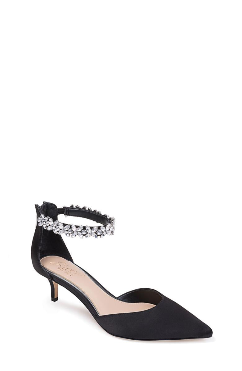 Badgley Mischka Robles Crystal Embellished Kitten Heel Black | Women Best Sellers