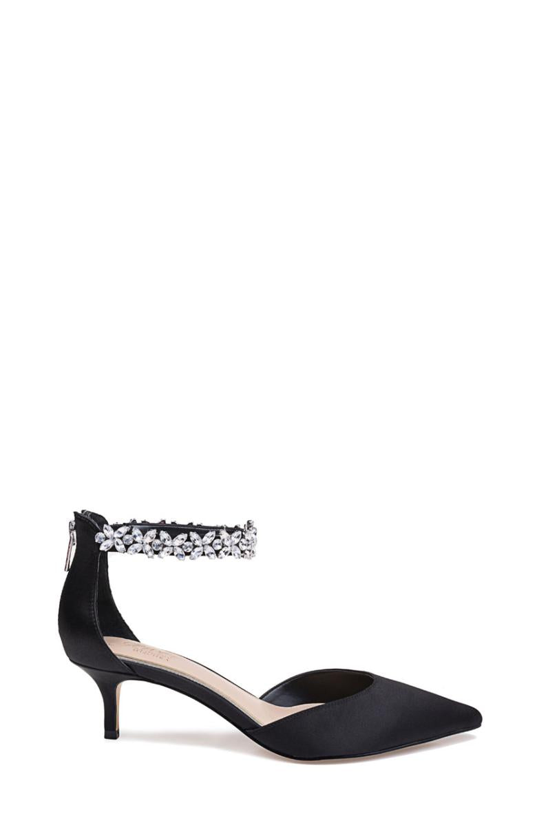 Badgley Mischka Robles Crystal Embellished Kitten Heel Black | Women Best Sellers