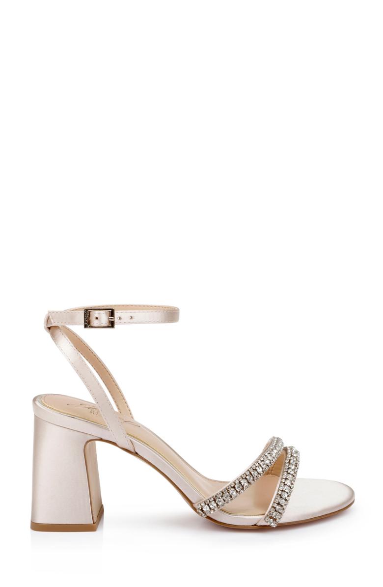 Badgley Mischka Rosa Block Heel Sandal With Gemstone Straps Champagne | Women Block Heels