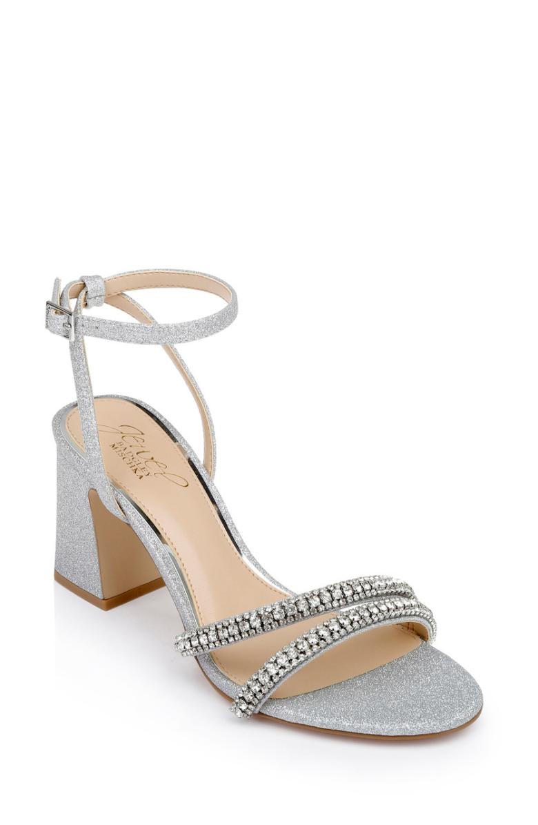 Badgley Mischka Rosa Block Heel Sandal With Gemstone Straps Champagne | Women Block Heels