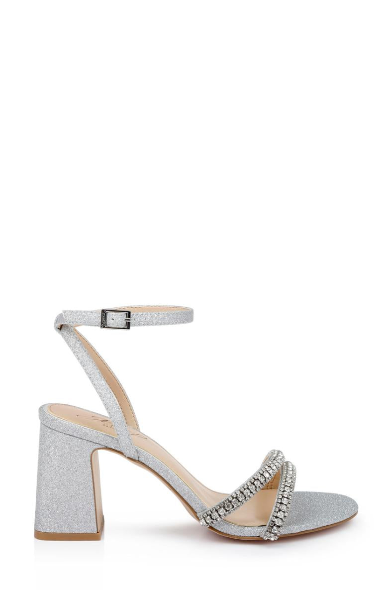 Badgley Mischka Rosa Block Heel Sandal With Gemstone Straps Champagne | Women Block Heels