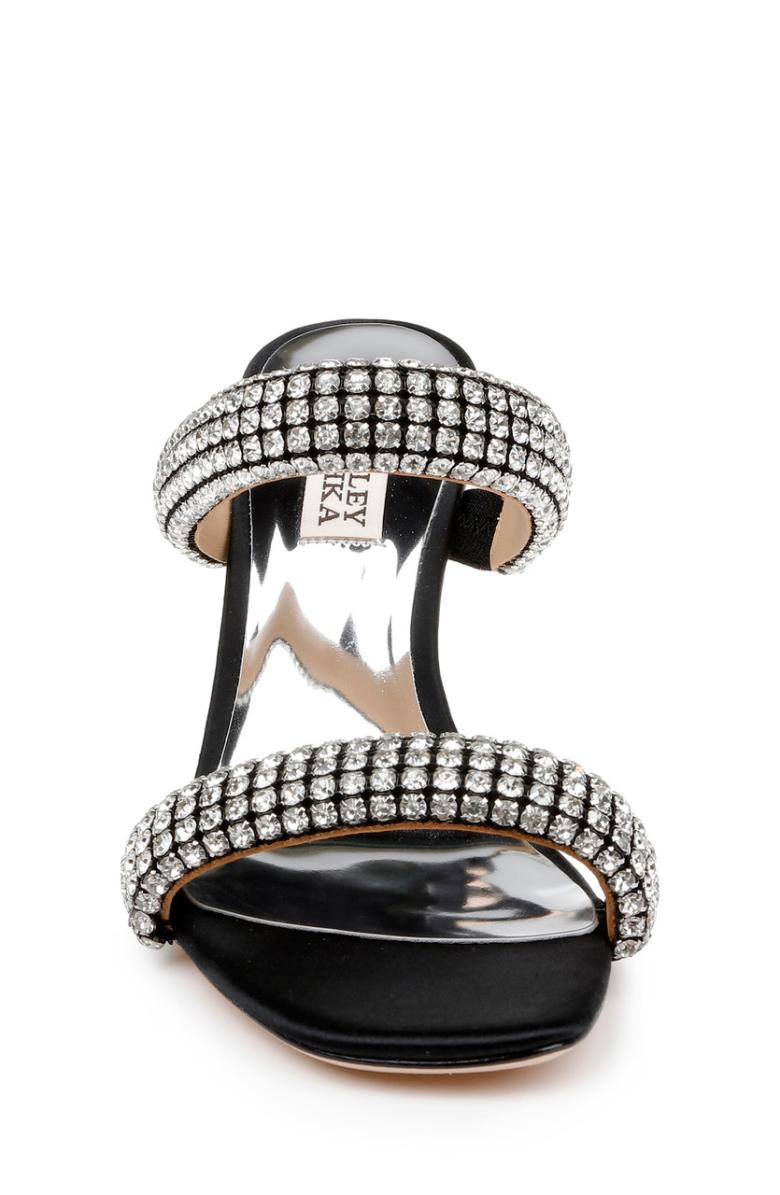 Badgley Mischka Sade Jeweled Double-Band Stiletto Black | Women Stiletto