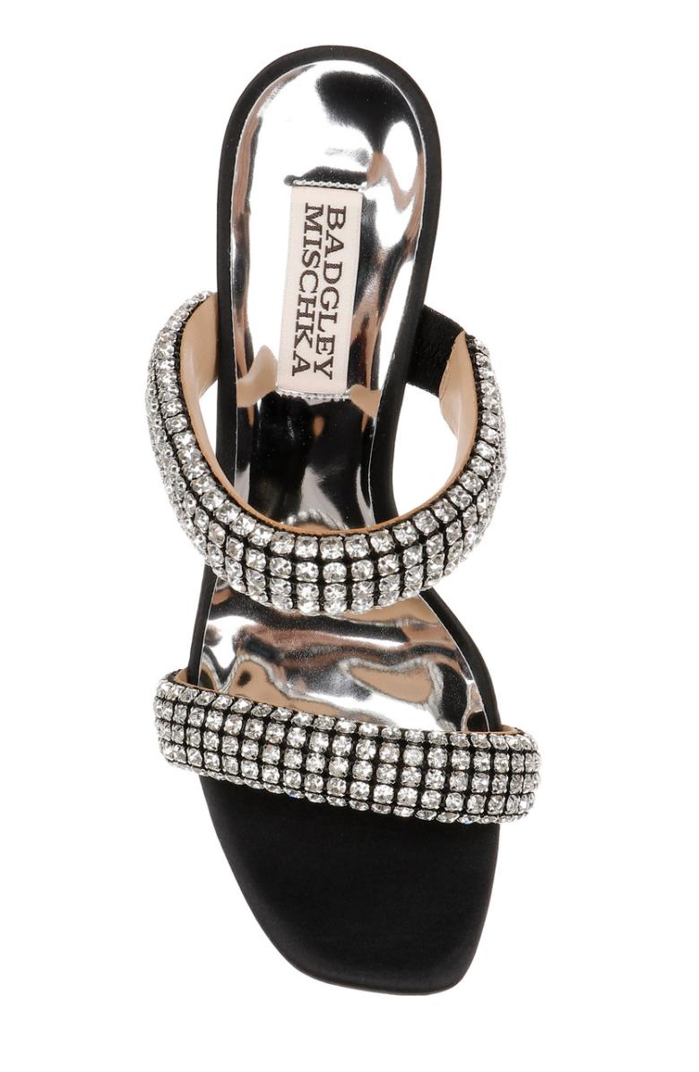 Badgley Mischka Sade Jeweled Double-Band Stiletto Black | Women Stiletto
