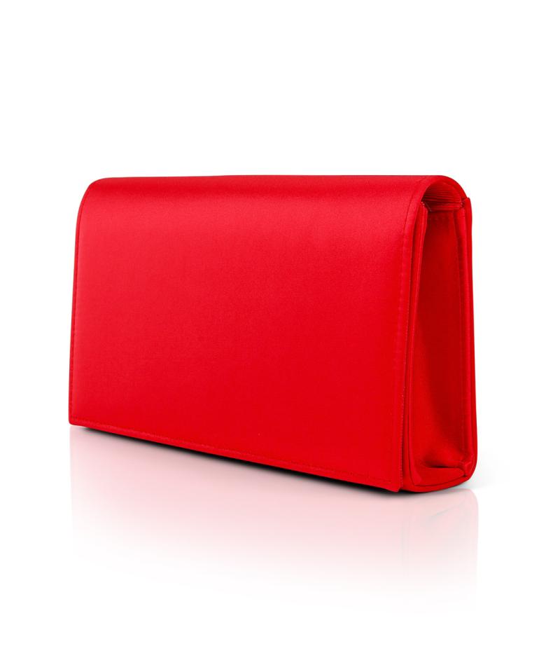 Badgley Mischka Sadie Satin Flap Clutch Red | Women Evening Bags