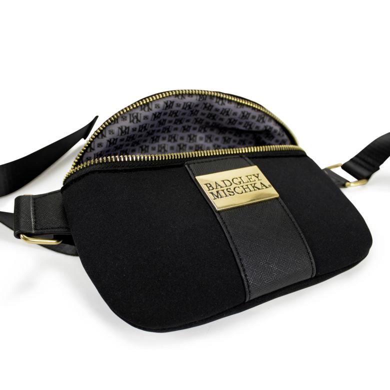 Badgley Mischka Sage Scuba And Vegan Leather Belt Bag Black | Women Travel