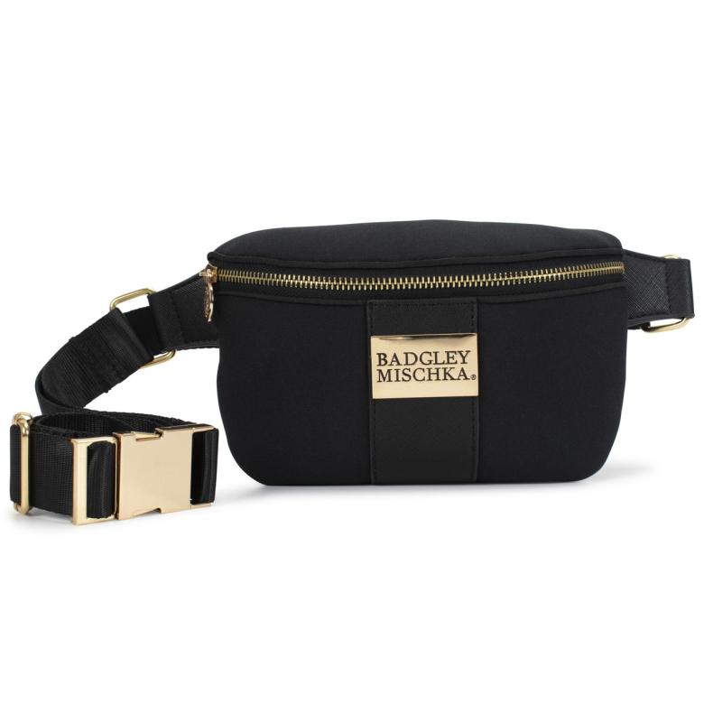 Badgley Mischka Sage Scuba And Vegan Leather Belt Bag Black | Women Travel