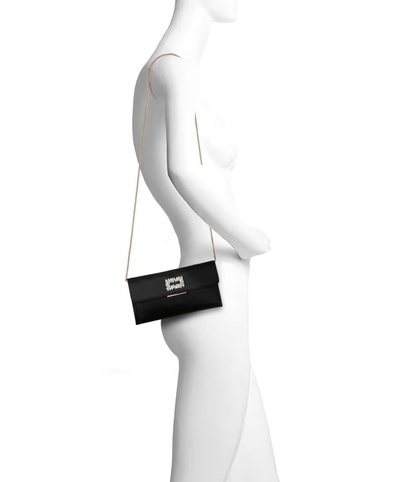 Badgley Mischka Sarah Envelope Clutch With Crystal Brooch Black | Women Evening Bags